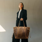 Großer Echtleder Shopper Damen braun