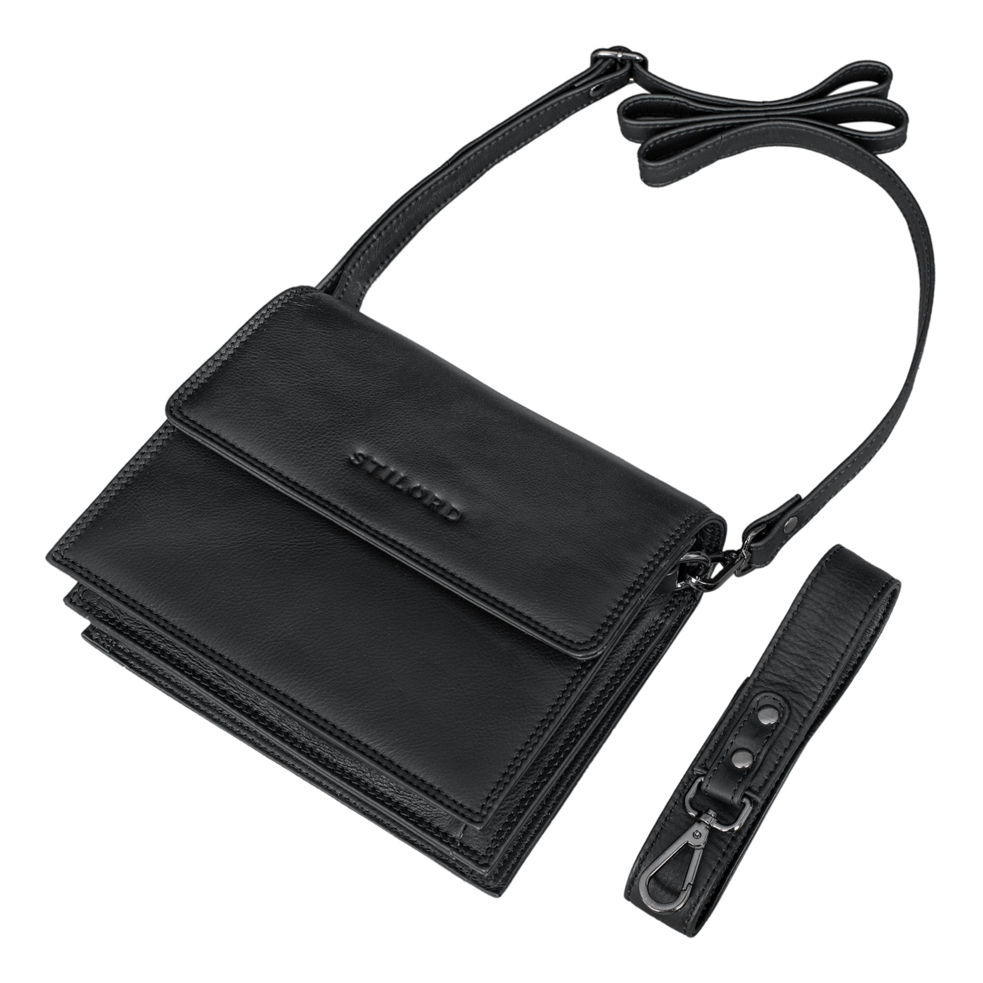 Leder Damen Handtasche schwarz
