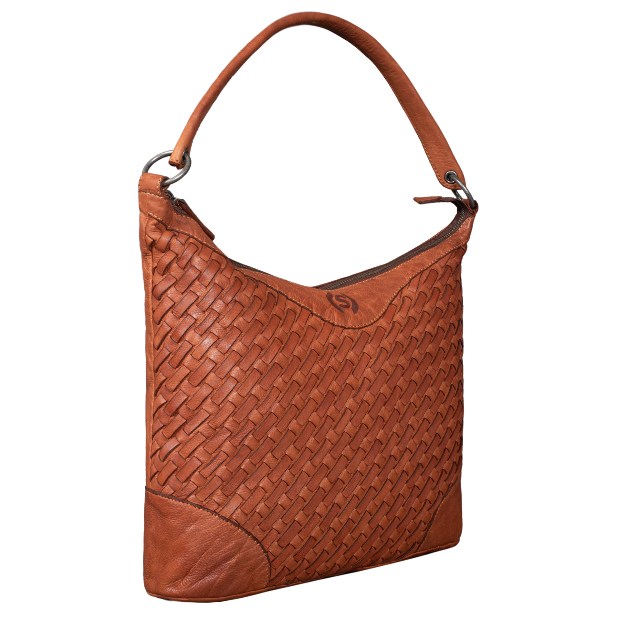 Tasche geflochten leder cognac
