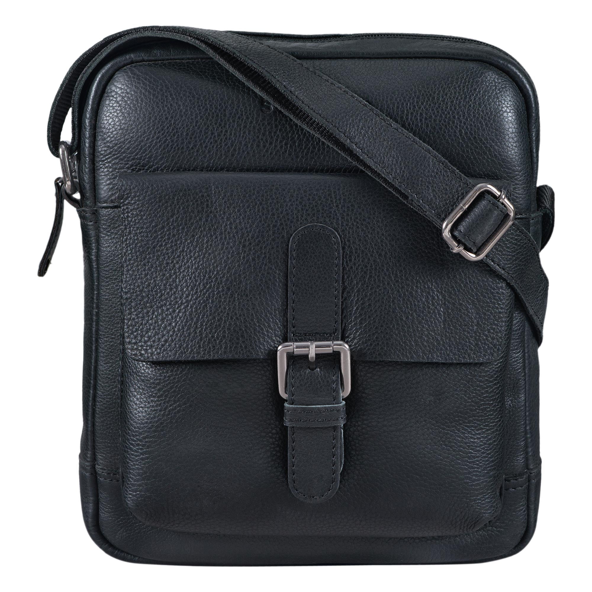 Herren Ledertasche Umhängetasche schwarz