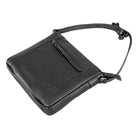 Damen Handtasche mittelgroß in schwarz mit einem Schultergurt und einem vorderen Reißverschlussfach
