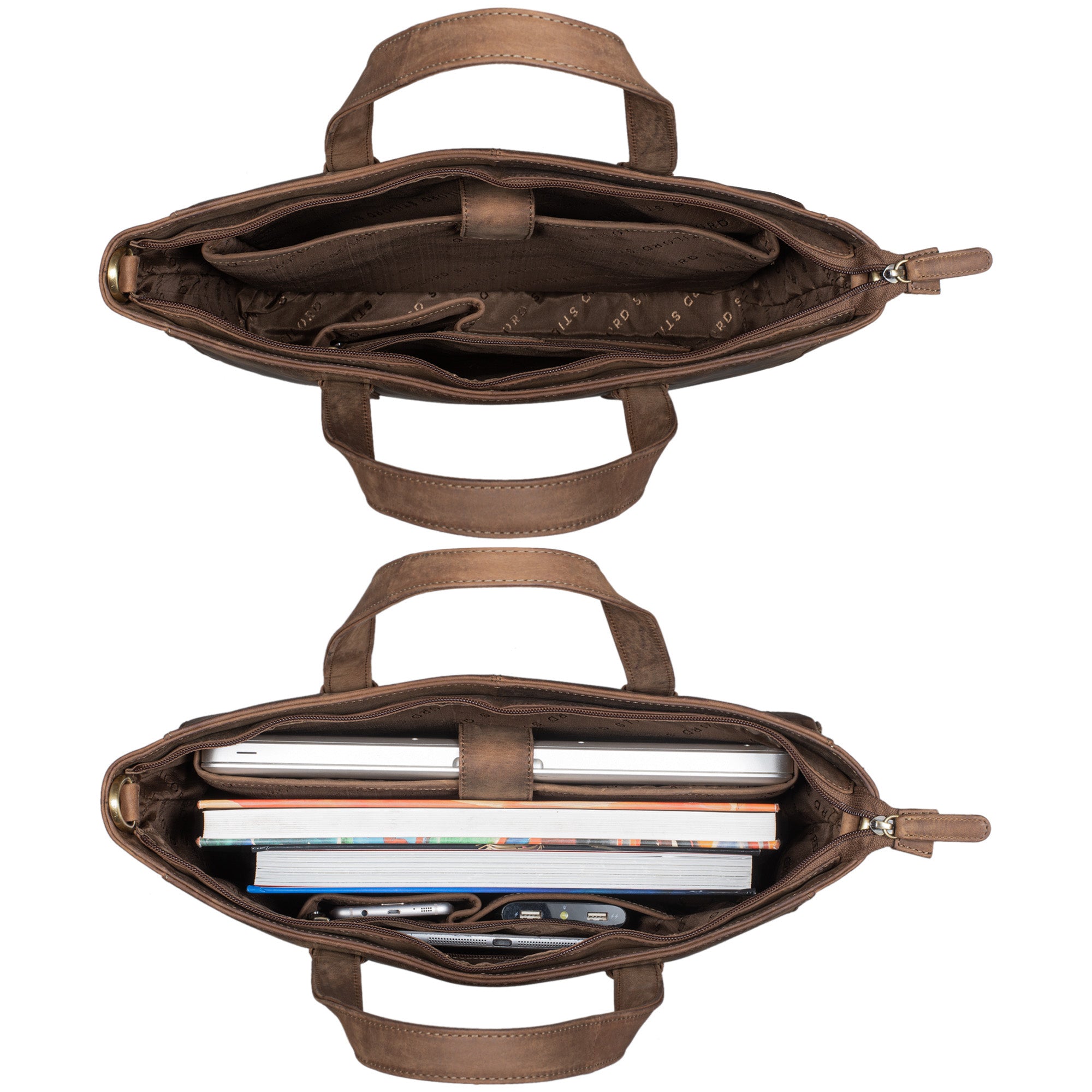 Damen Schultertasche Echtleder gross braun