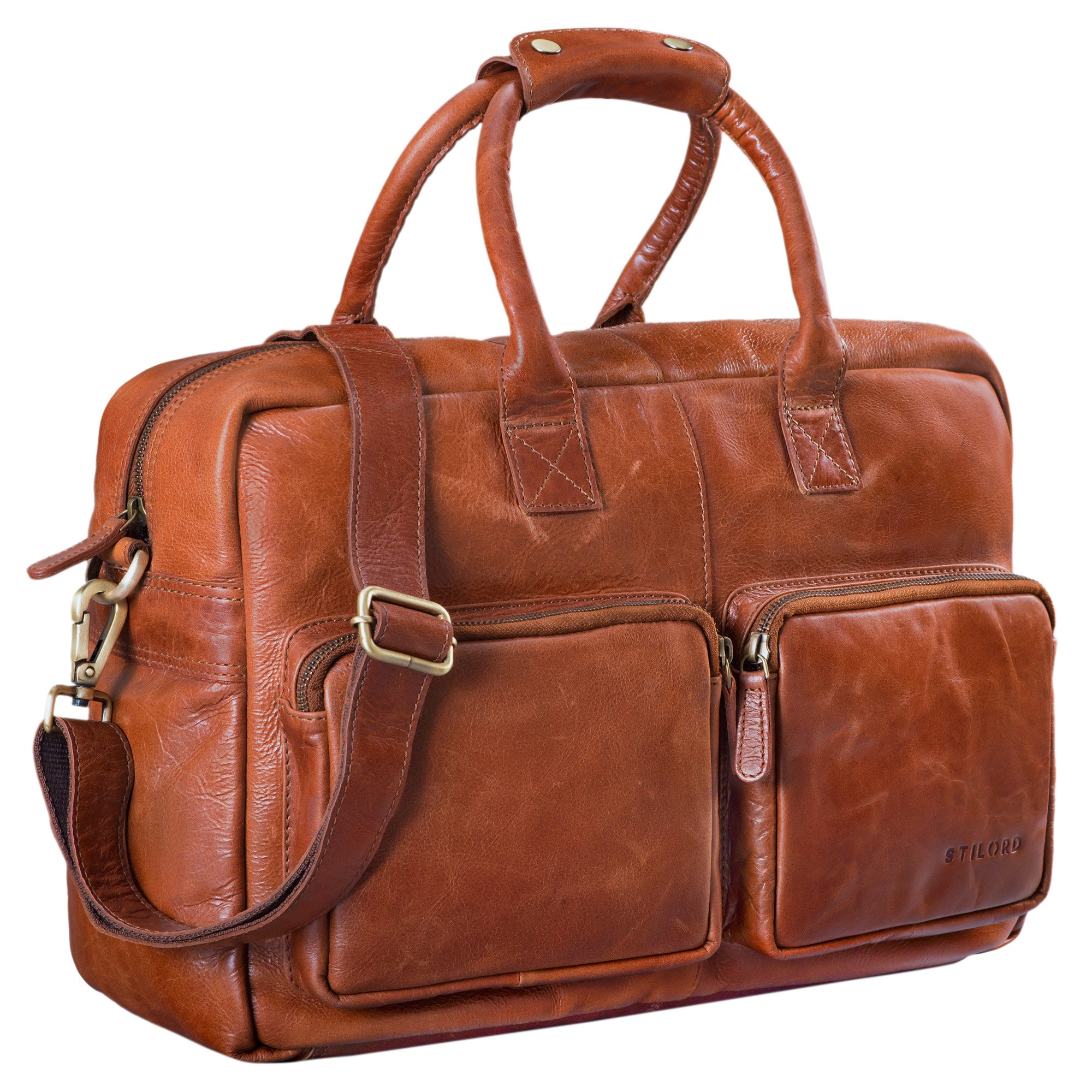 15.6 Zoll Leder Businesstasche braun