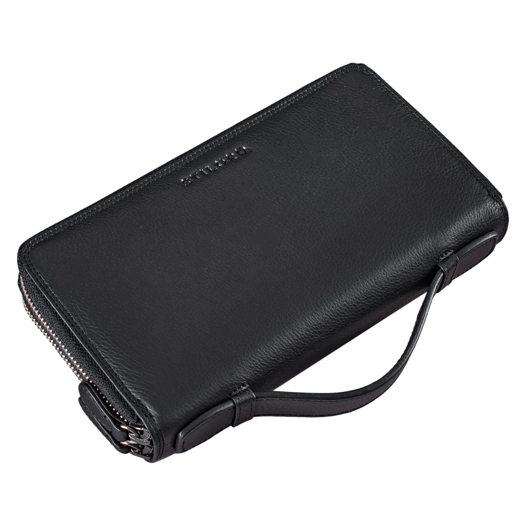 Geldbörse Damen Retro Leder schwarz