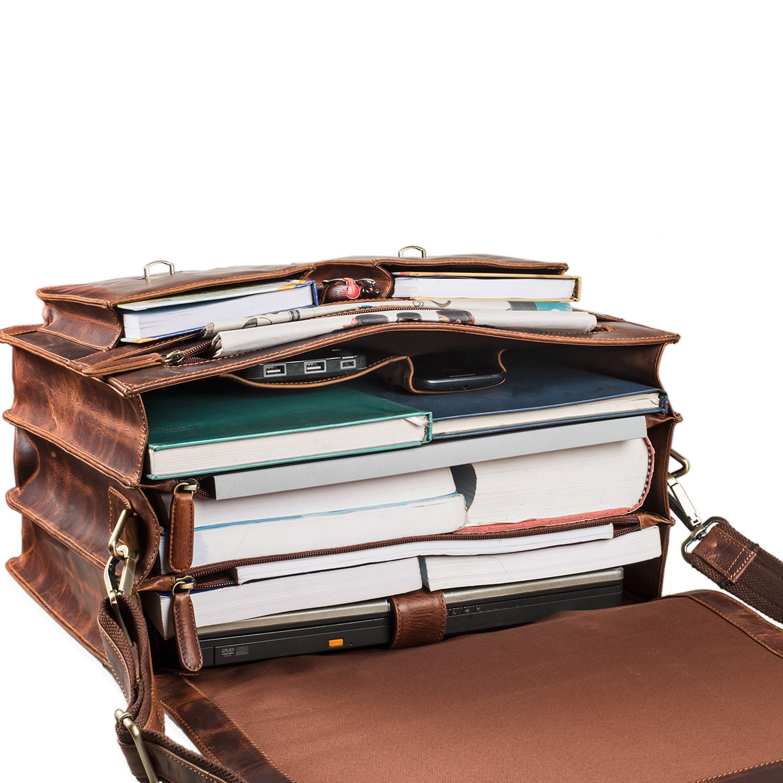 Große klassische Lehrertasche Leder braun