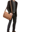 Herren Schultertasche Leder XL