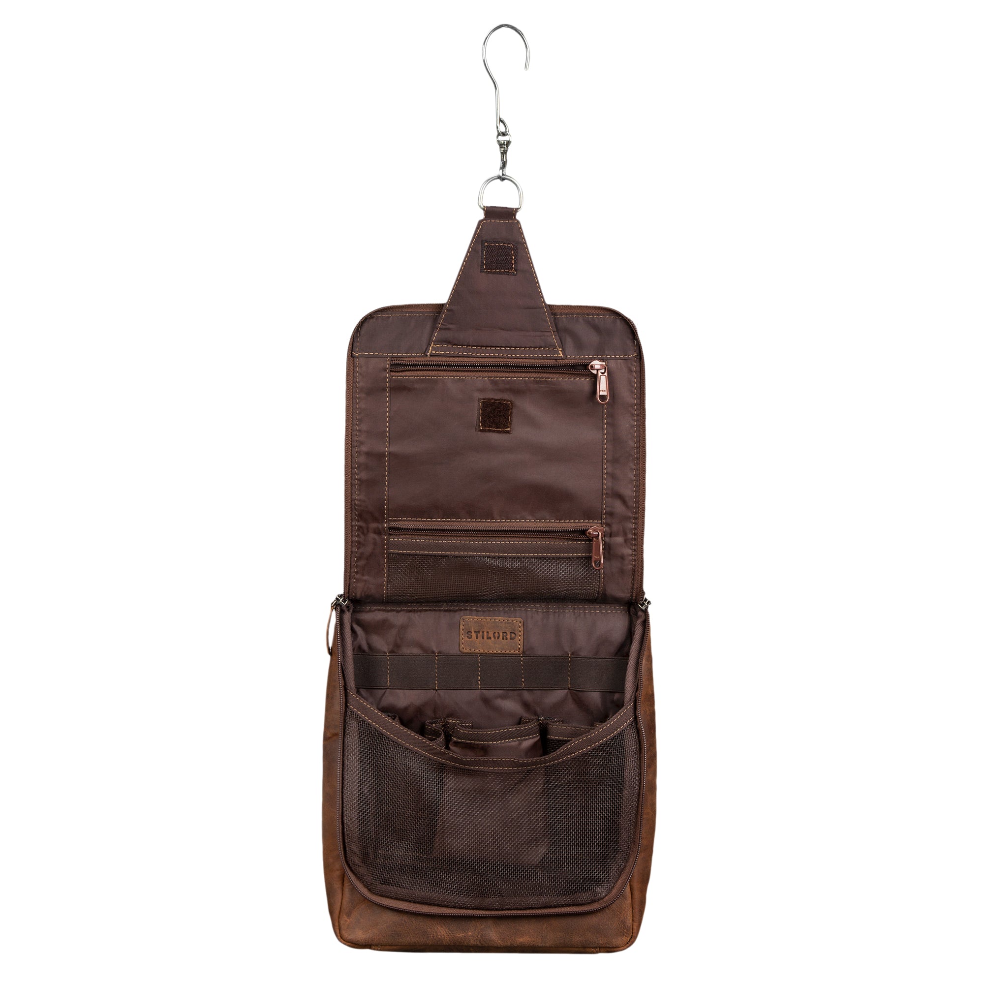 Kulturtasche Leder dunkelbraun