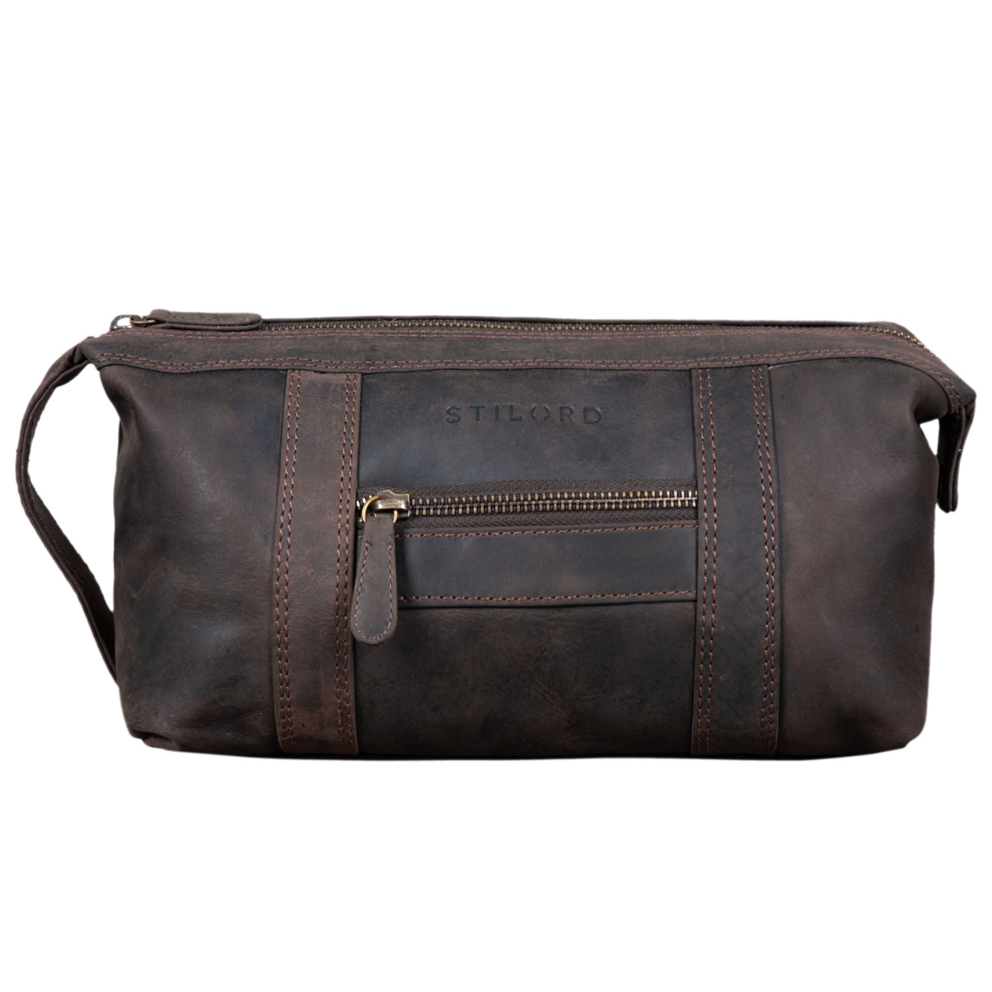 Vintage Leder Waschtasche mit Henkel