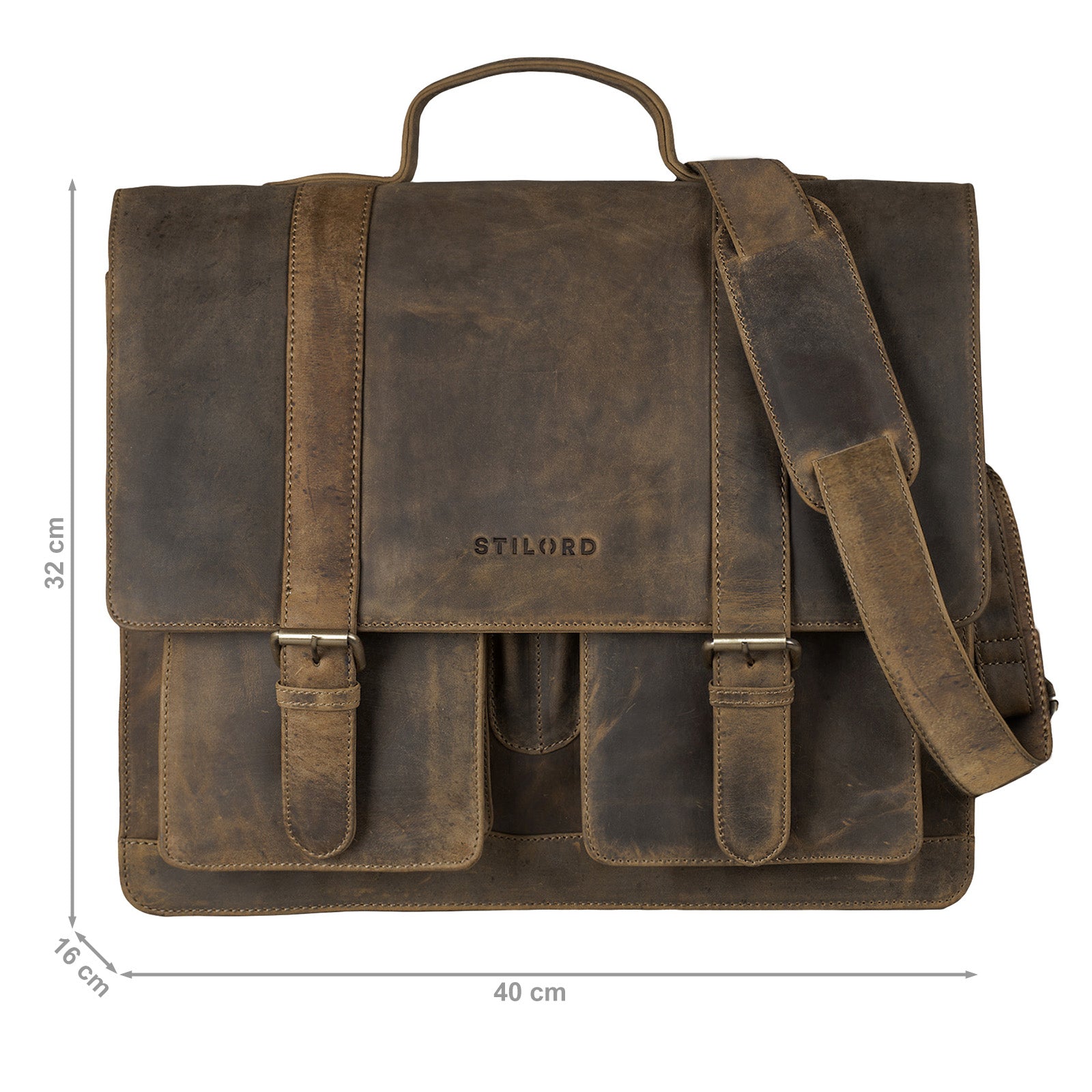 Vintage Bürotasche Leder XL zum Umhängen 