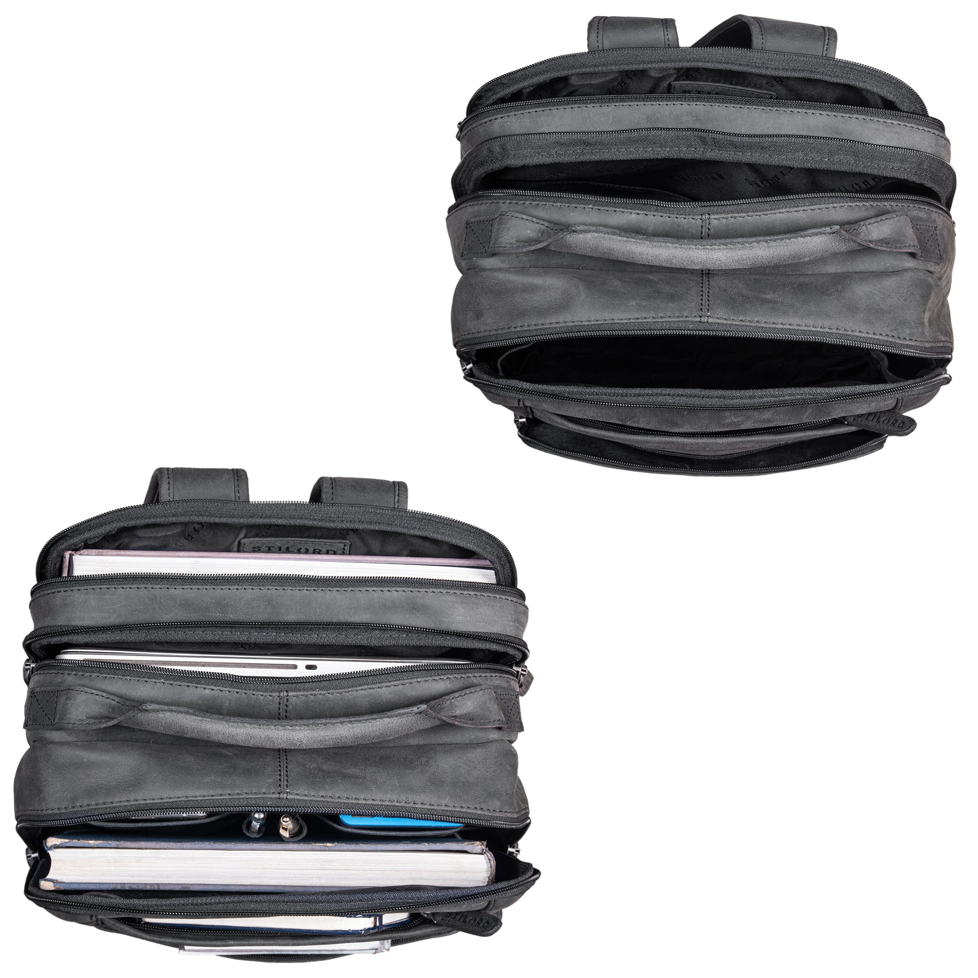 Business rucksack leder herren grau
