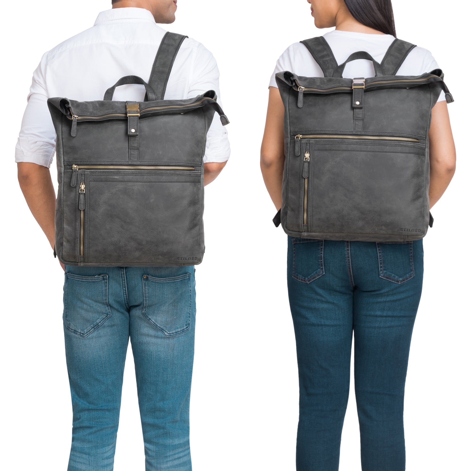 Laptop Rucksack Herren Leder anthrazit Groß