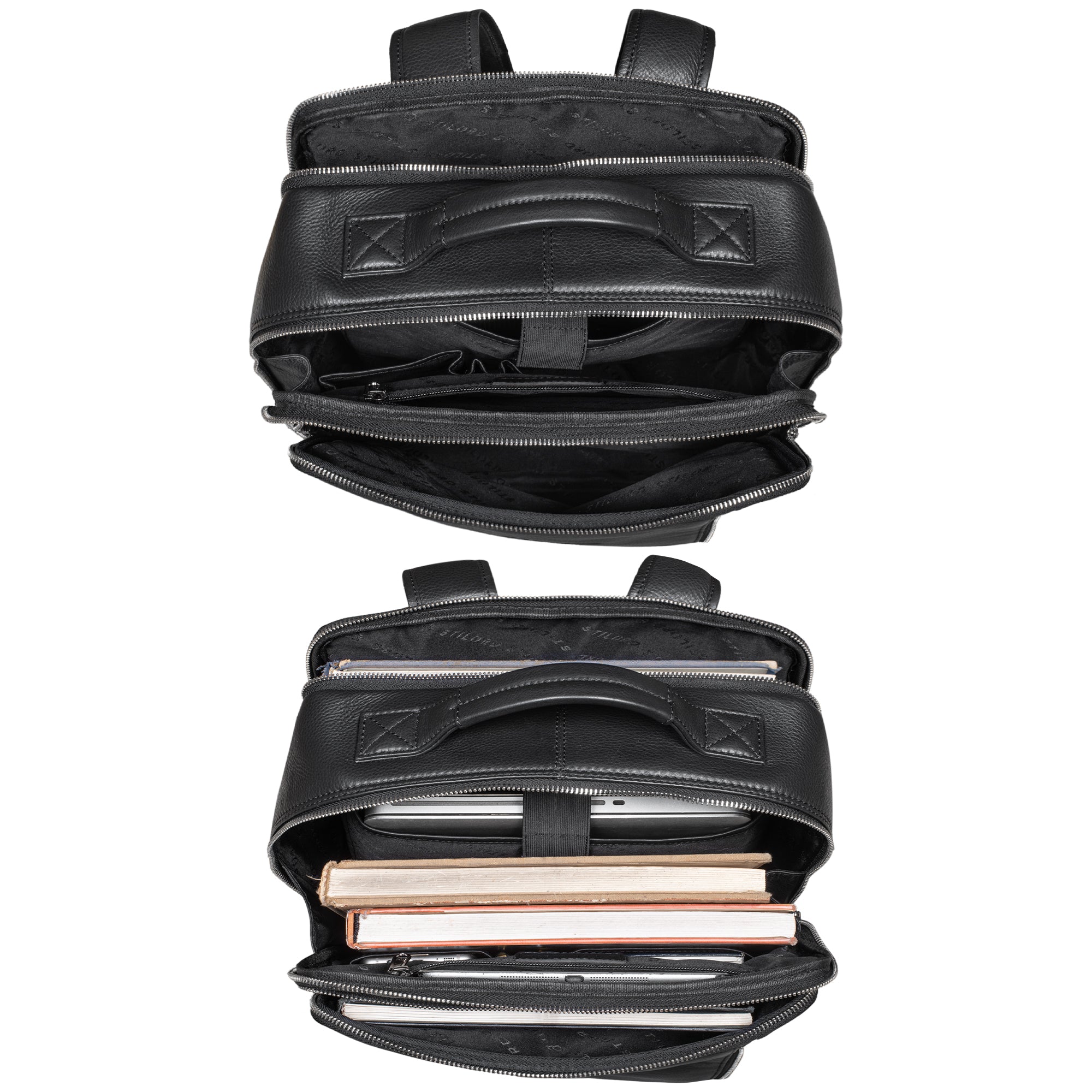 Schwarzer Leder Rucksack Herren