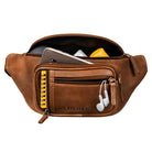 Echtleder Vintage Gürteltasche Braun Cognac für Damen und Herren