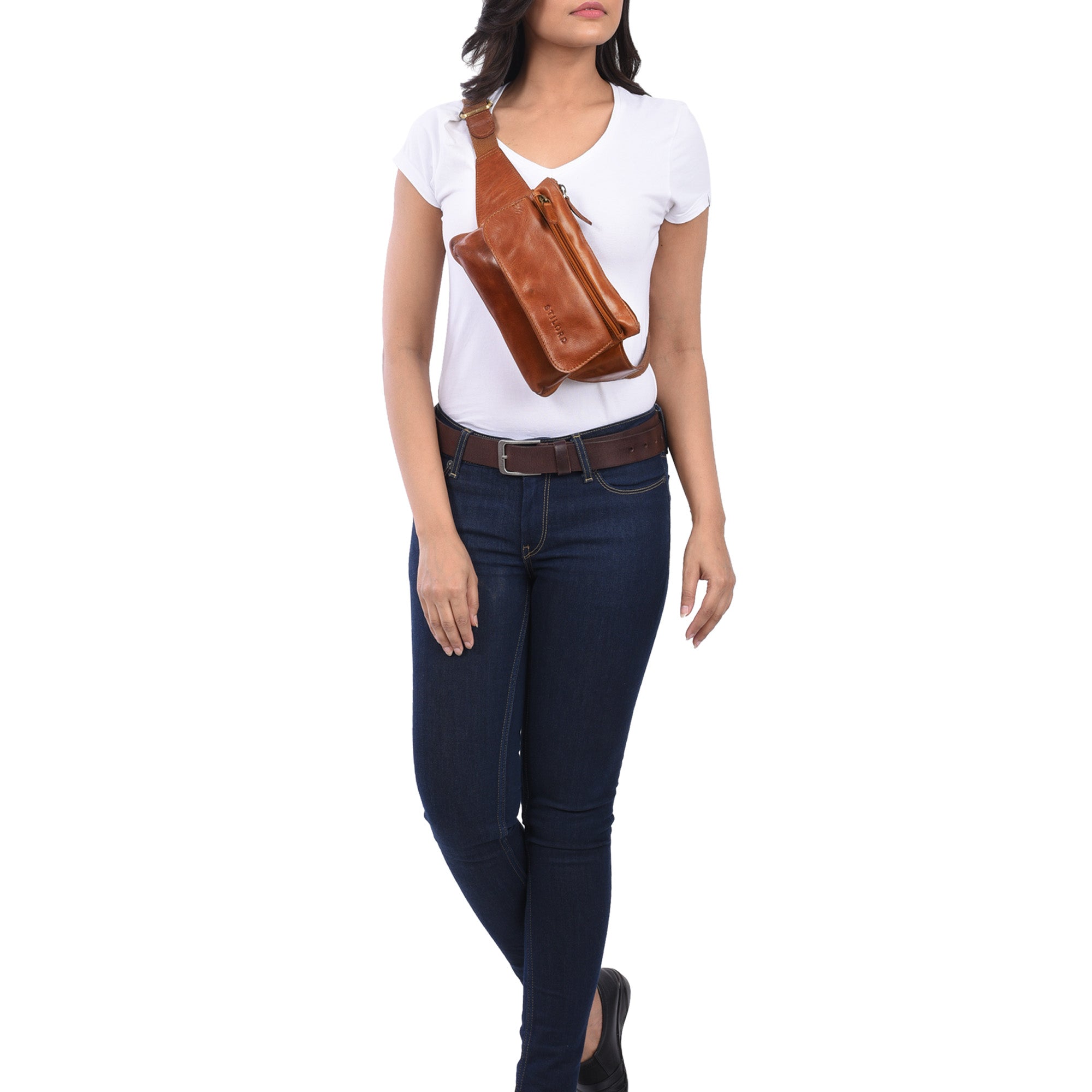 Vintage Leder Gürteltasche Damen