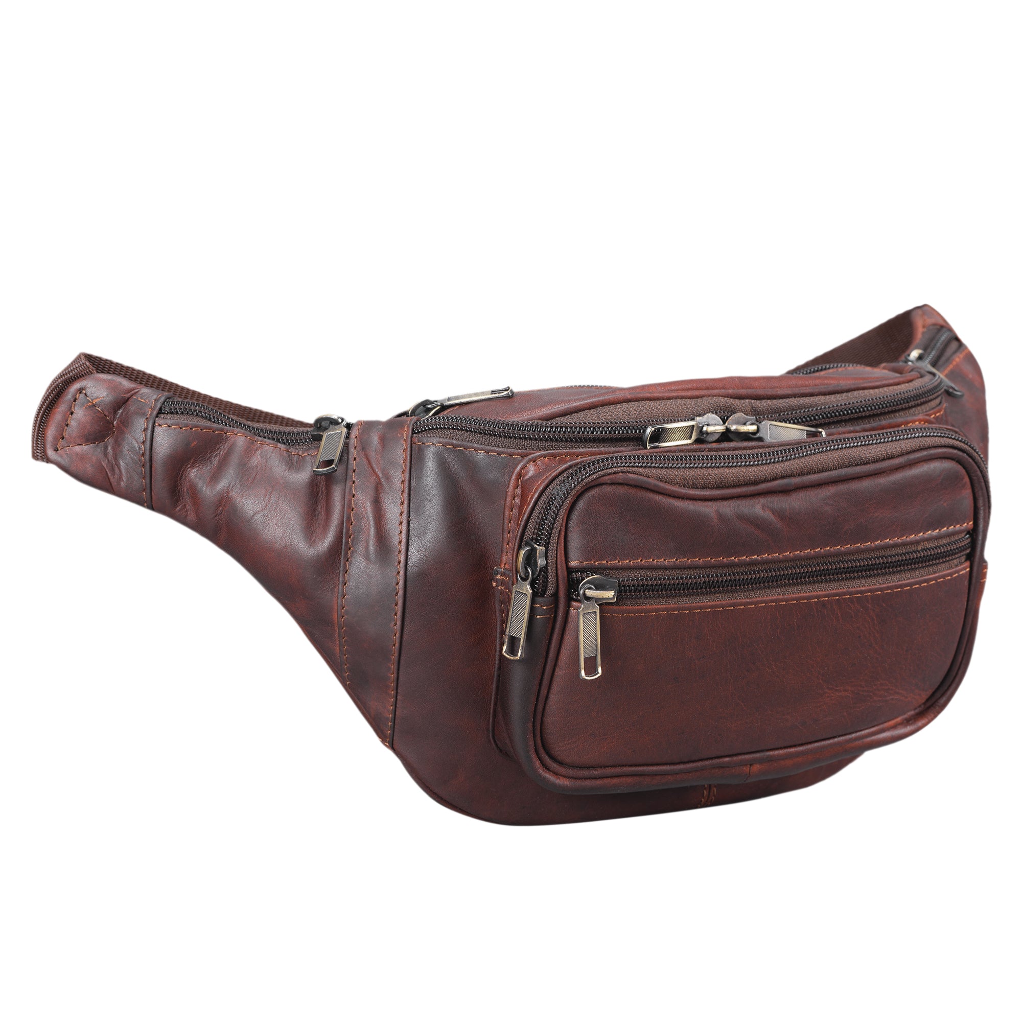 Elegante Gürteltasche groß Leder braun