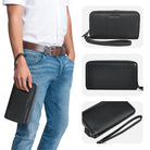Herren Handgelenktasche Leder Schwarz