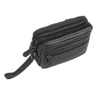 schwarze Handgelenktasche Leder Herren