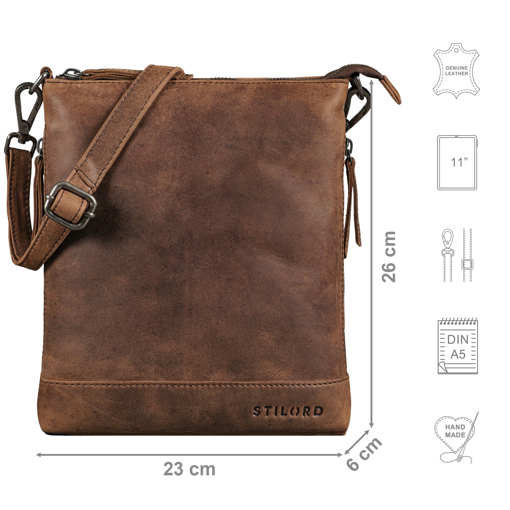 Leder Handtasche Damen klein braun