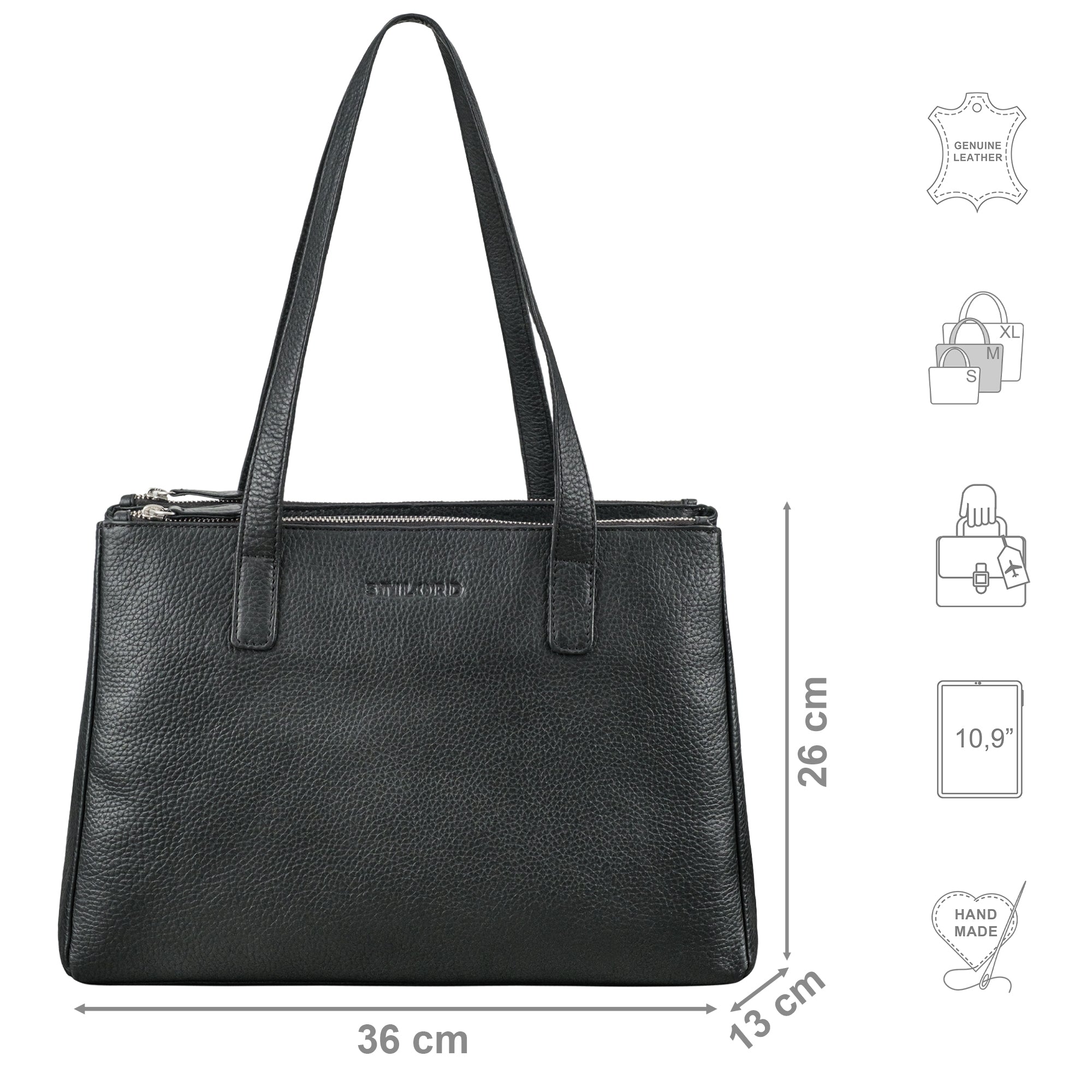 schwarze Damen Handtasche mit Henkel