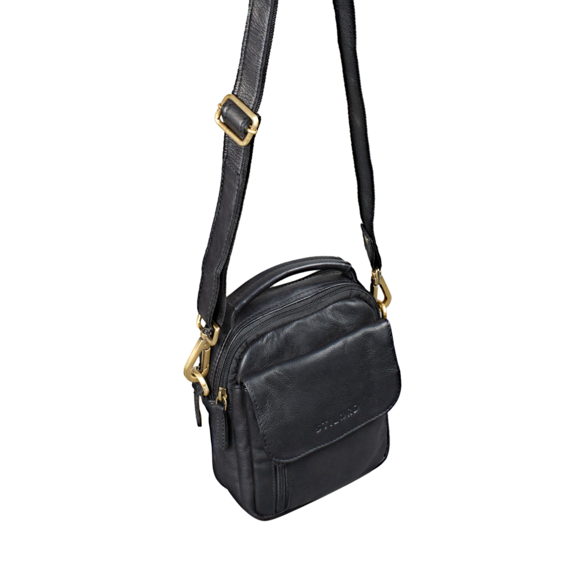 Männer Handtasche aus schwarzem Leder