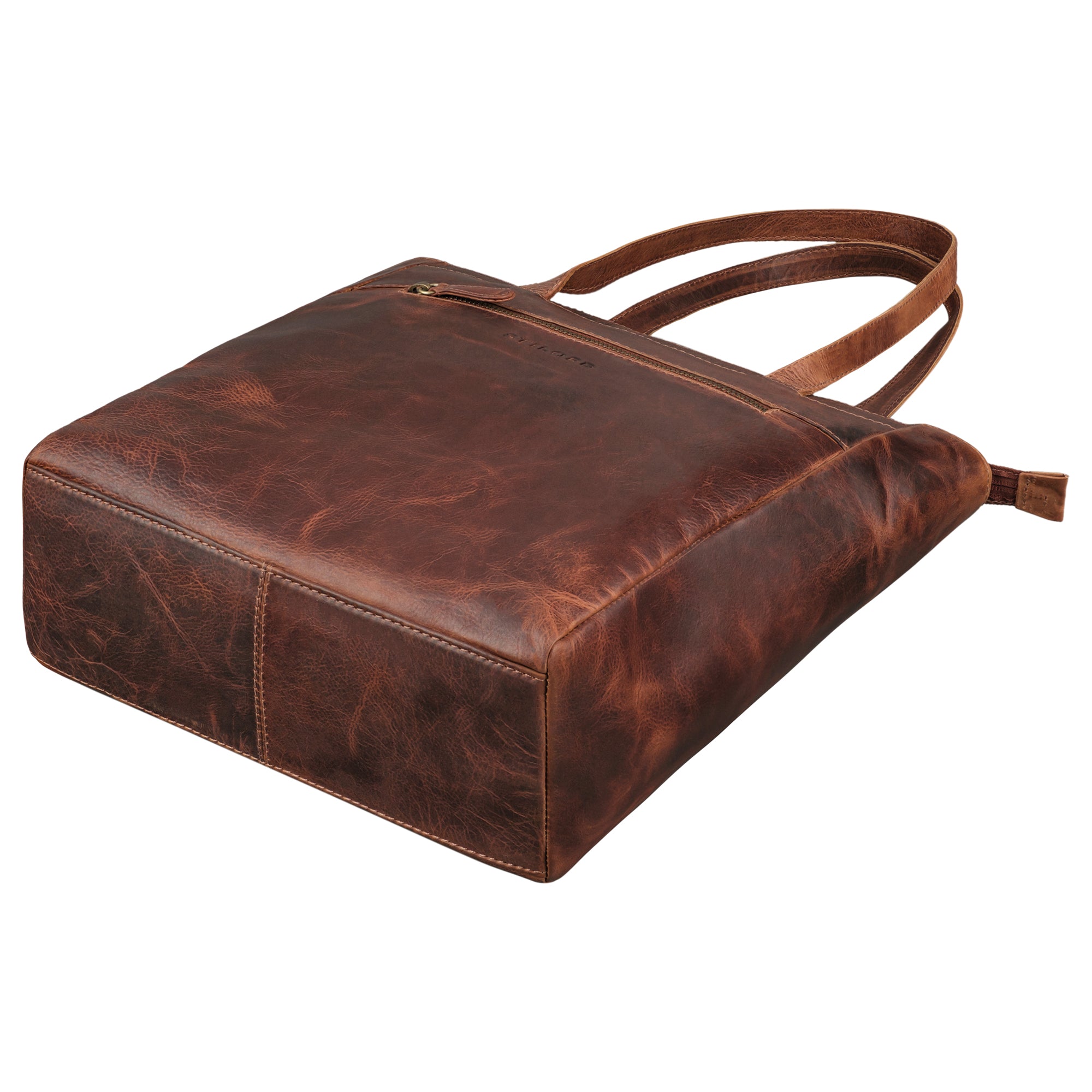 Große Handtasche Leder braun mit langen Henkeln