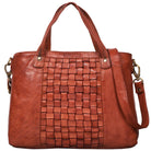 Ledertasche geflochten Cognac