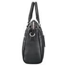 Leder Shopper Damen schwarz aus der seitlichen Perspektive