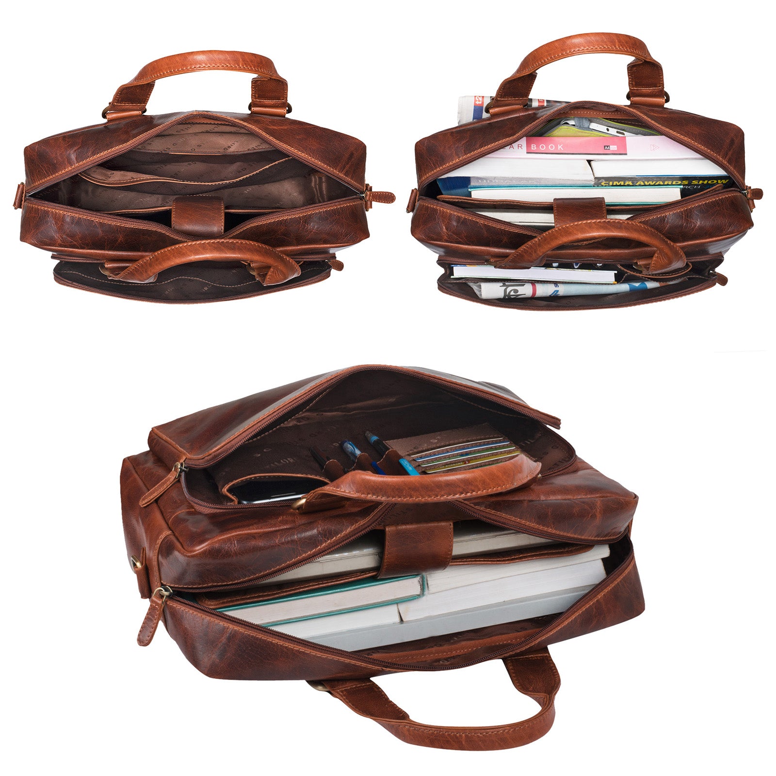 Ledertasche mit Henkel groß
