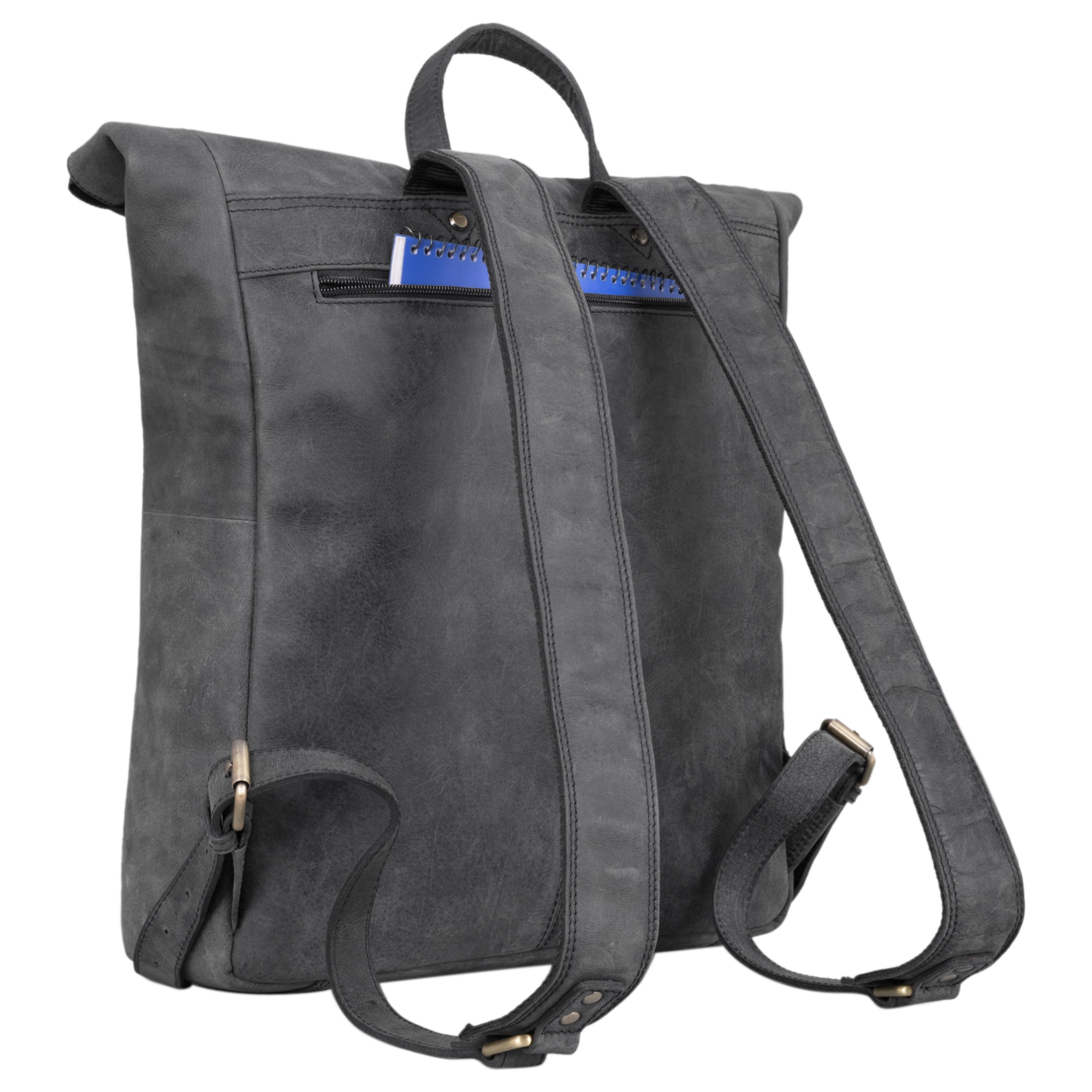 Leder Rucksack mit Laptopfach für Herren grau