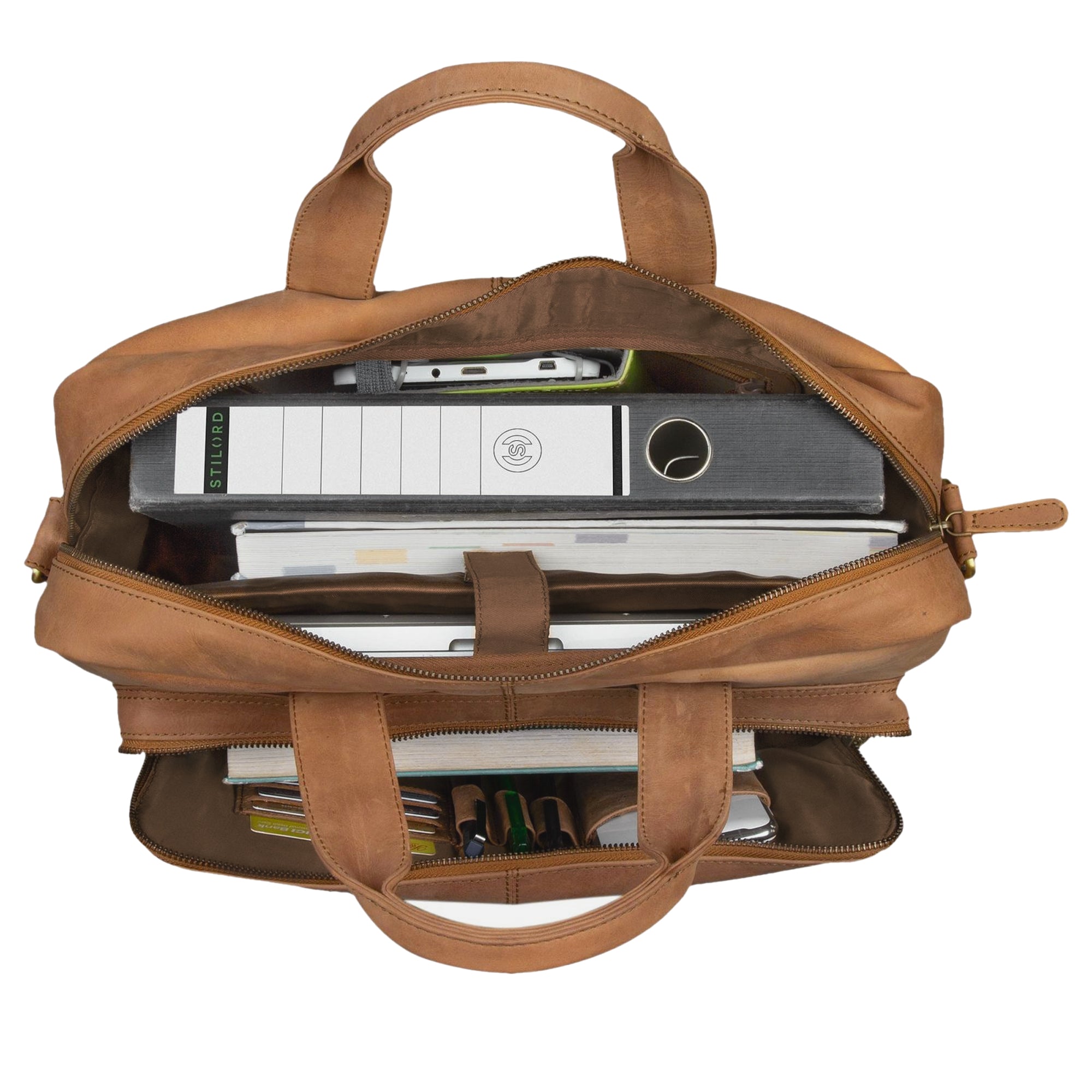 Ledertasche mit Laptopfach Notebookfach 15.6 Zoll