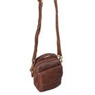 Herren Schultertasche mit Tragegriff braun echtes Leder