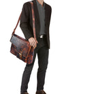Herren Umhängetasche Leder cognac braun Vintage 