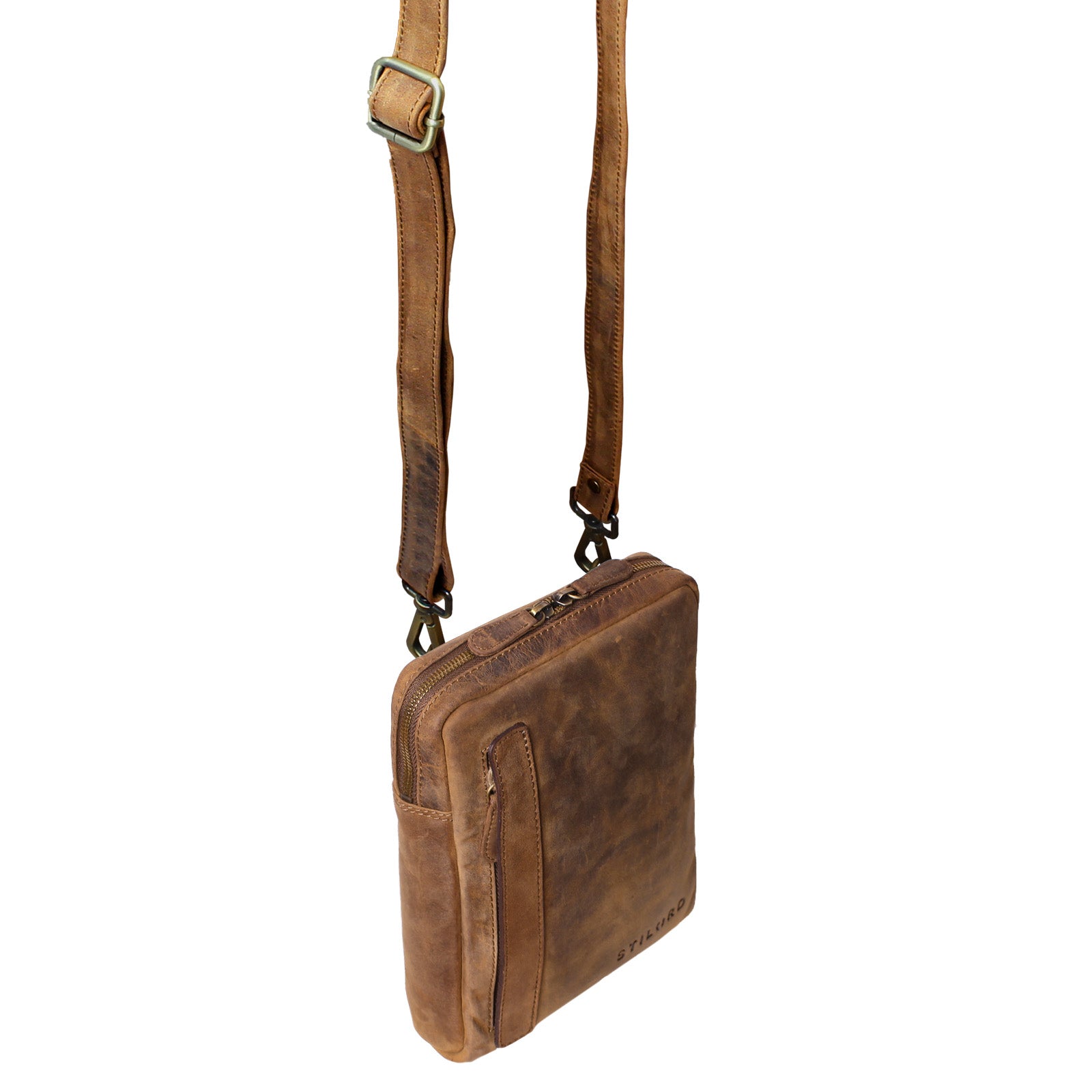 Braune Herrenhandtasche Echtleder