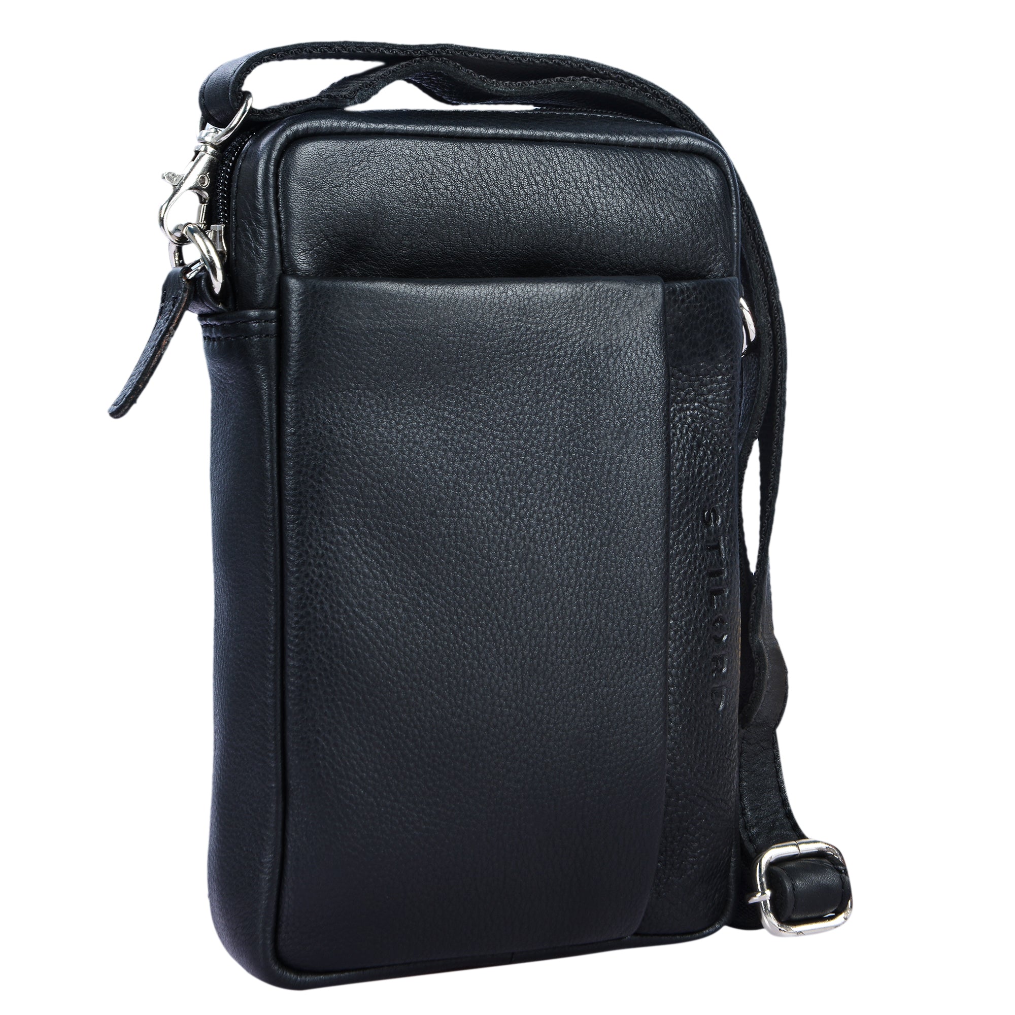 Leder Herrenhandtasche Umhängetasche schwarz