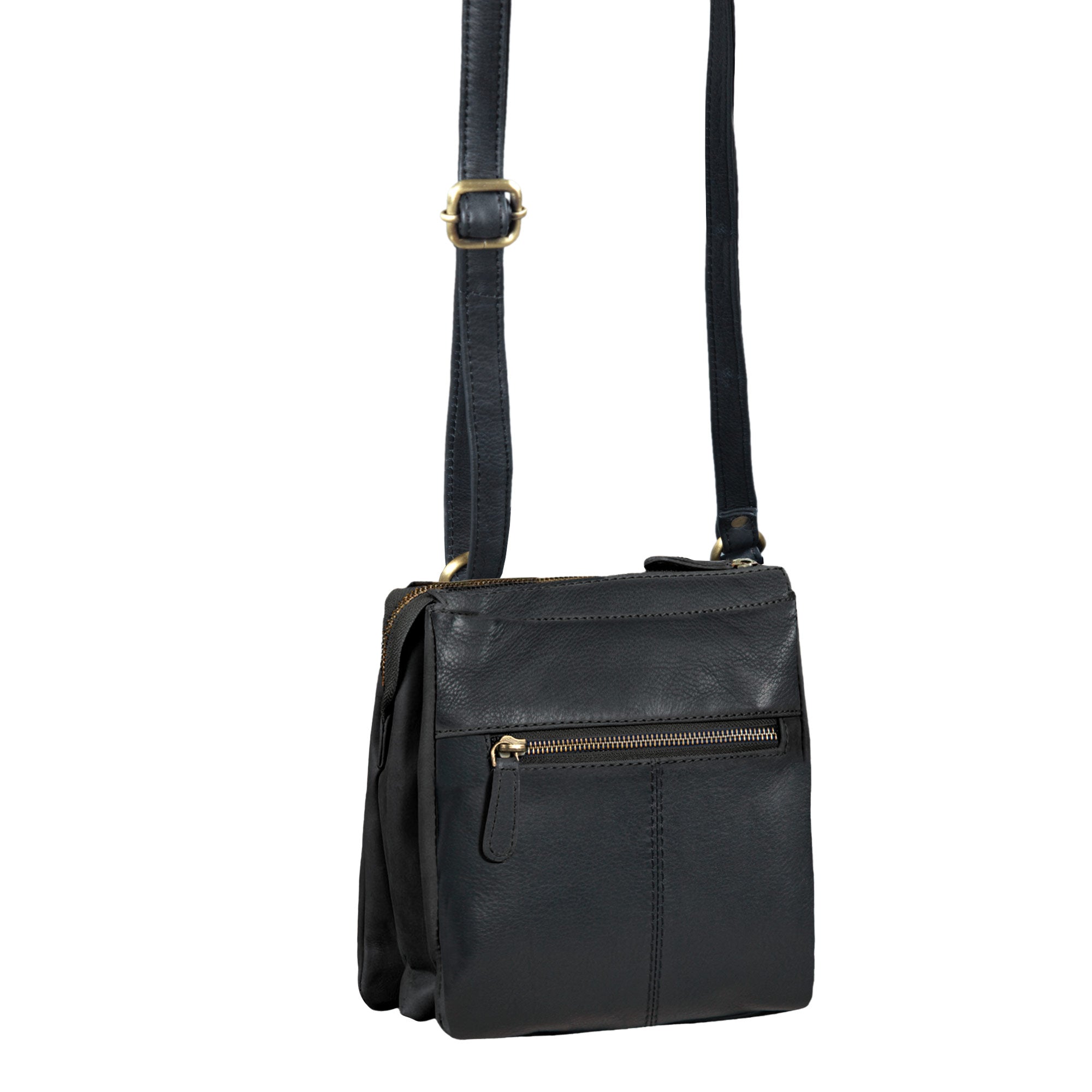 Messenger Bag klein Leder schwarz