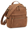 Kleine 2-in-1 Leder Rucksack-Tasche Hellbraun für Damen 