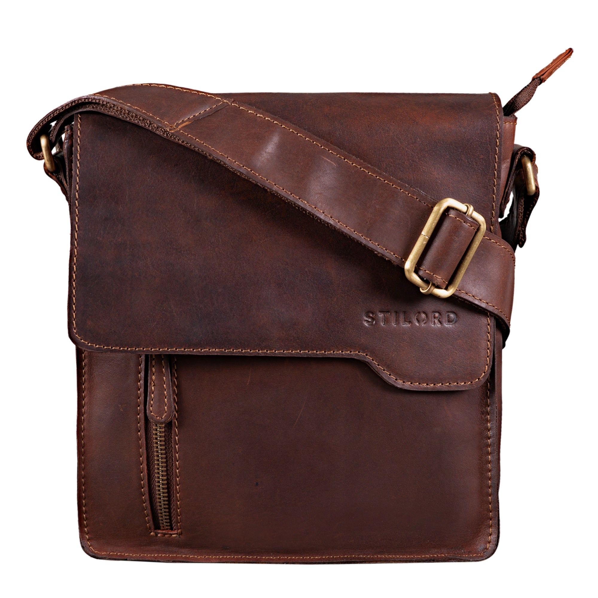 Kleine Ledertasche zum Umhängen Herren braun