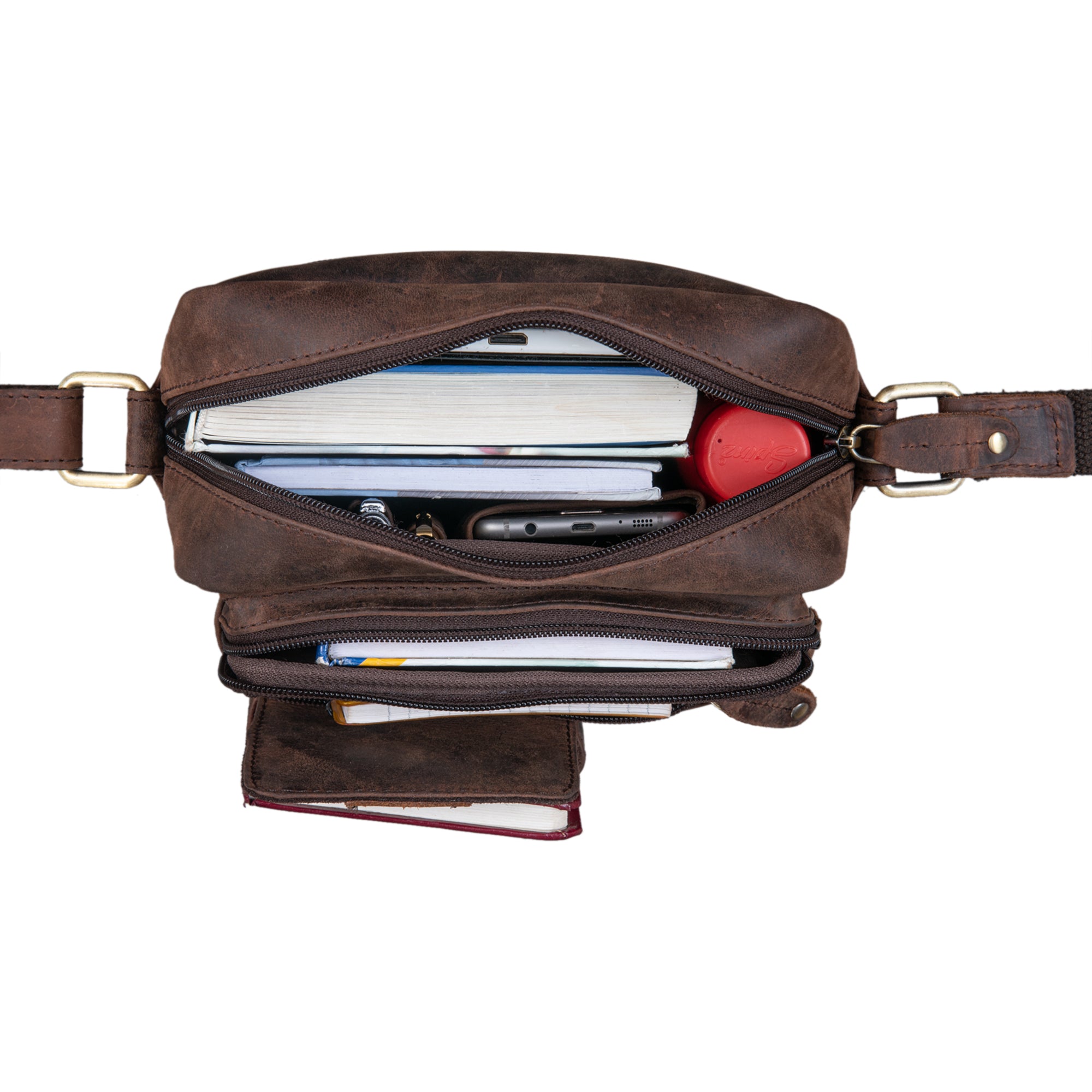 Ledertasche mit Schultergurt Vintage Leder braun