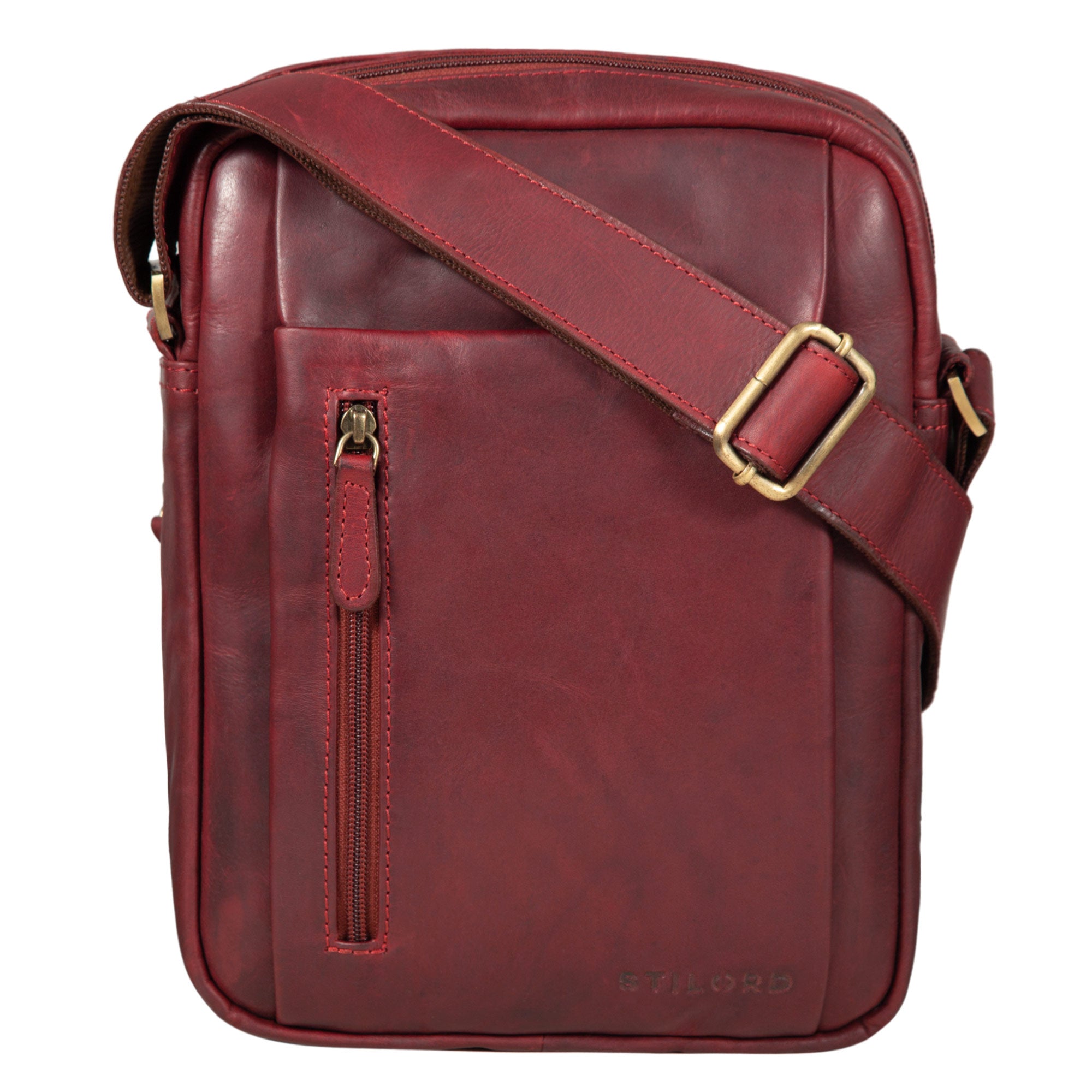 Schultertasche Leder Mann klein rot