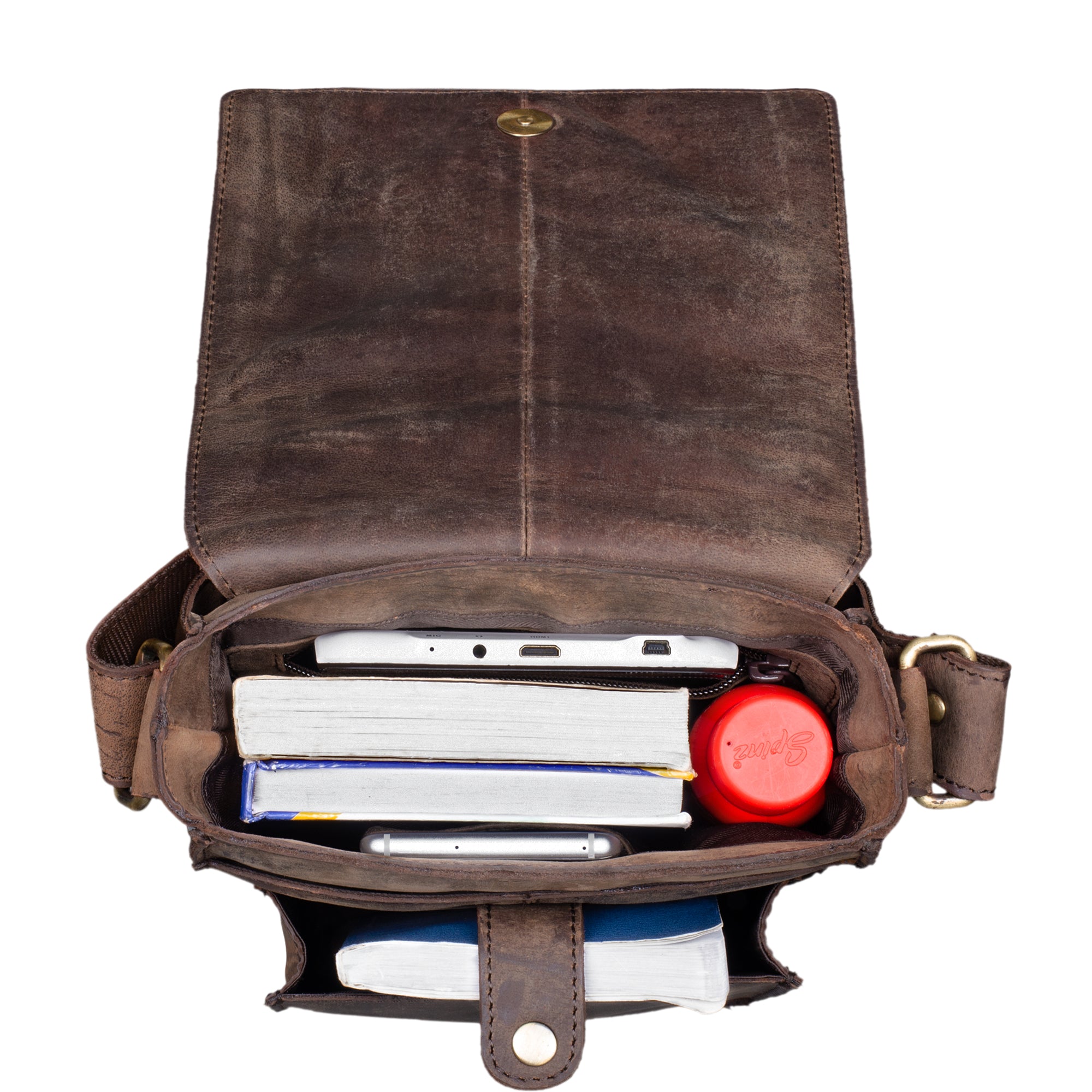 Leder Cross Over Bag Vintage braun