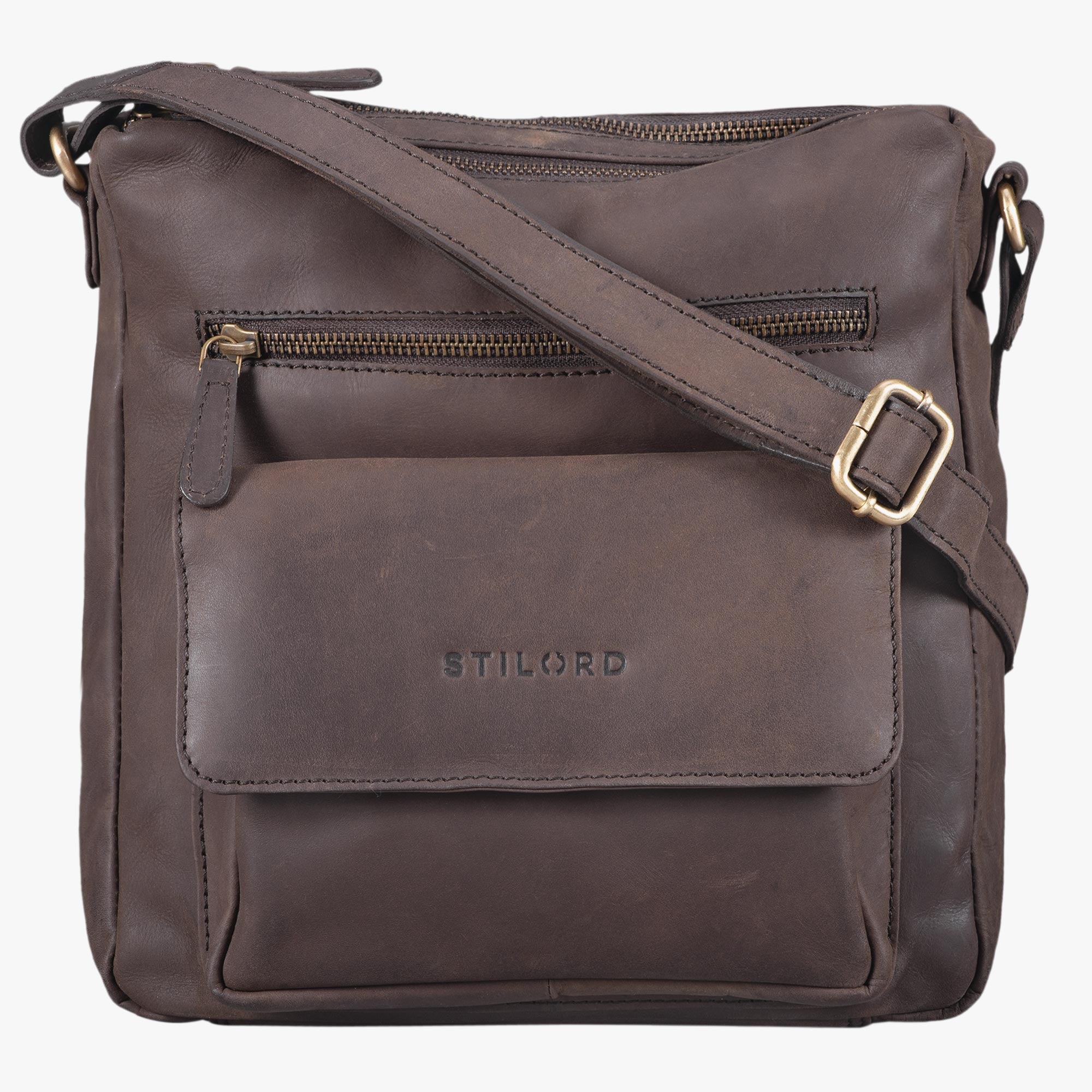 Abendtasche Damen Leder dunkelbraun