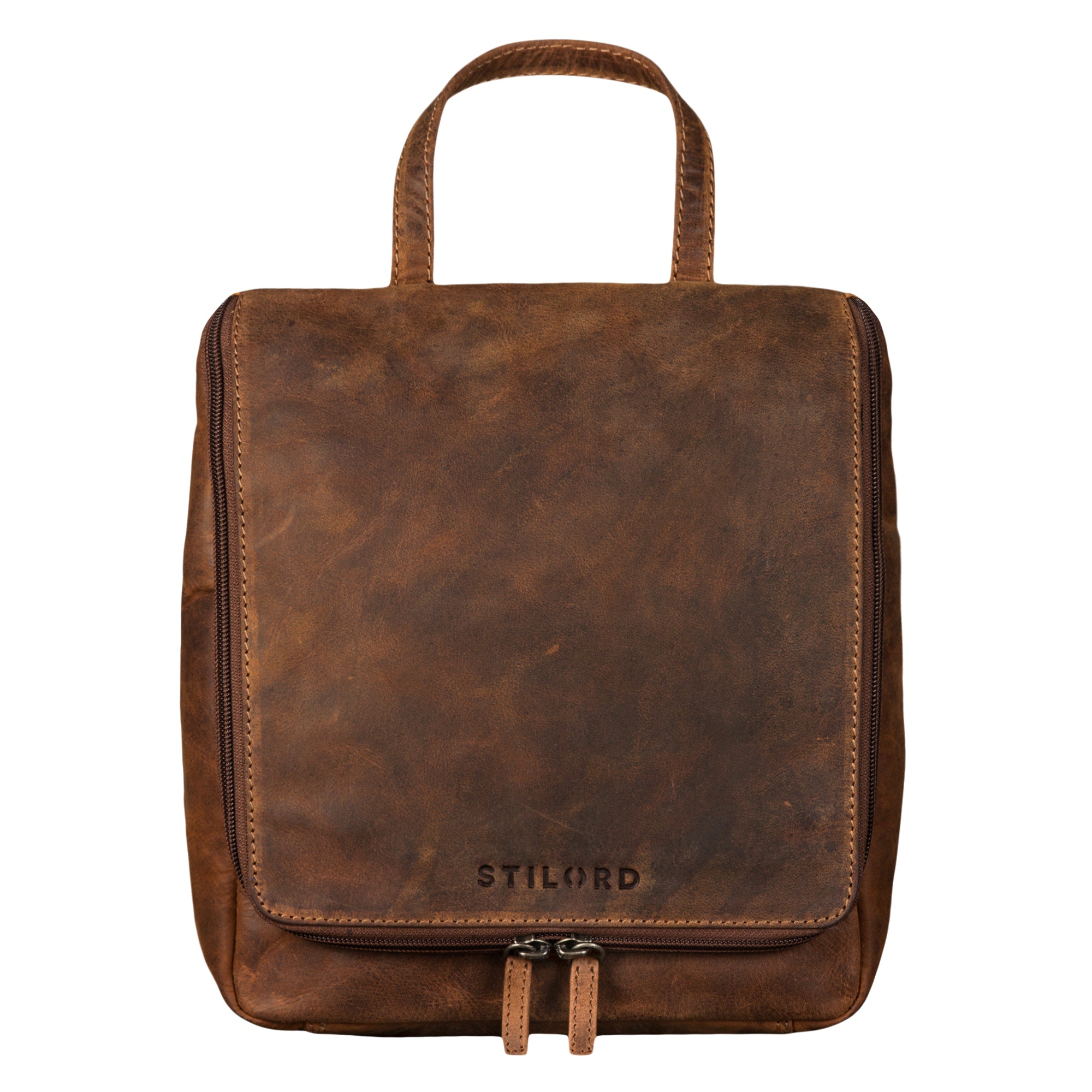 Kulturtasche echtes Leder braun