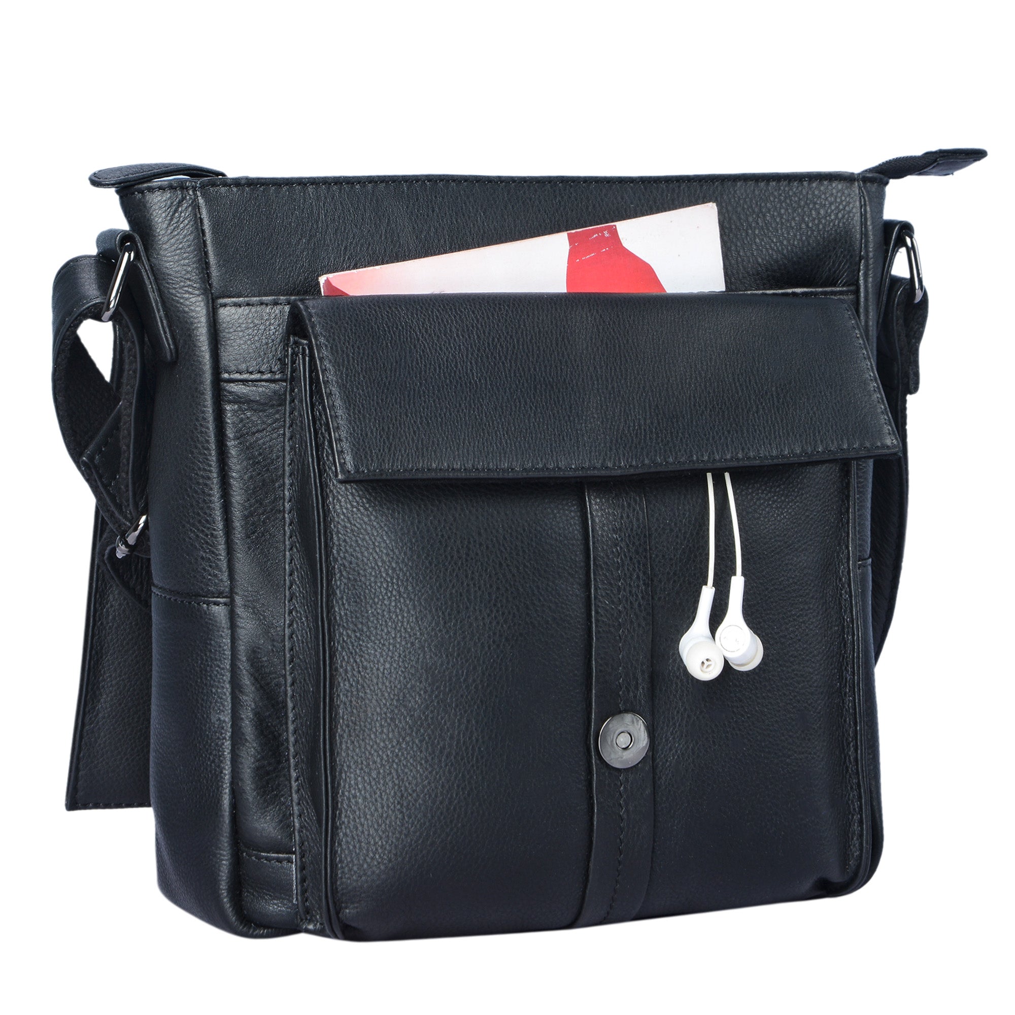 Ledertasche Kurier klein schwarz