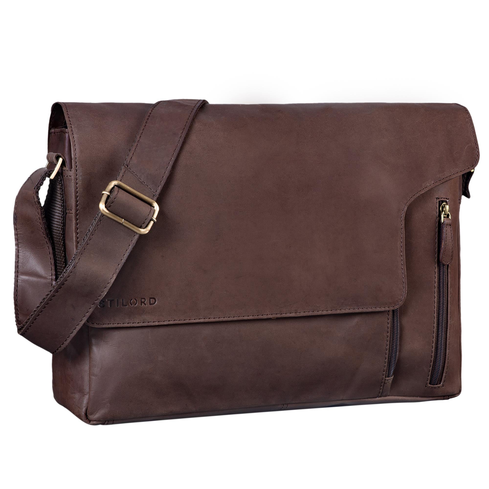 Vintage Messenger Bag 15.6 Zoll Laptopfach Leder