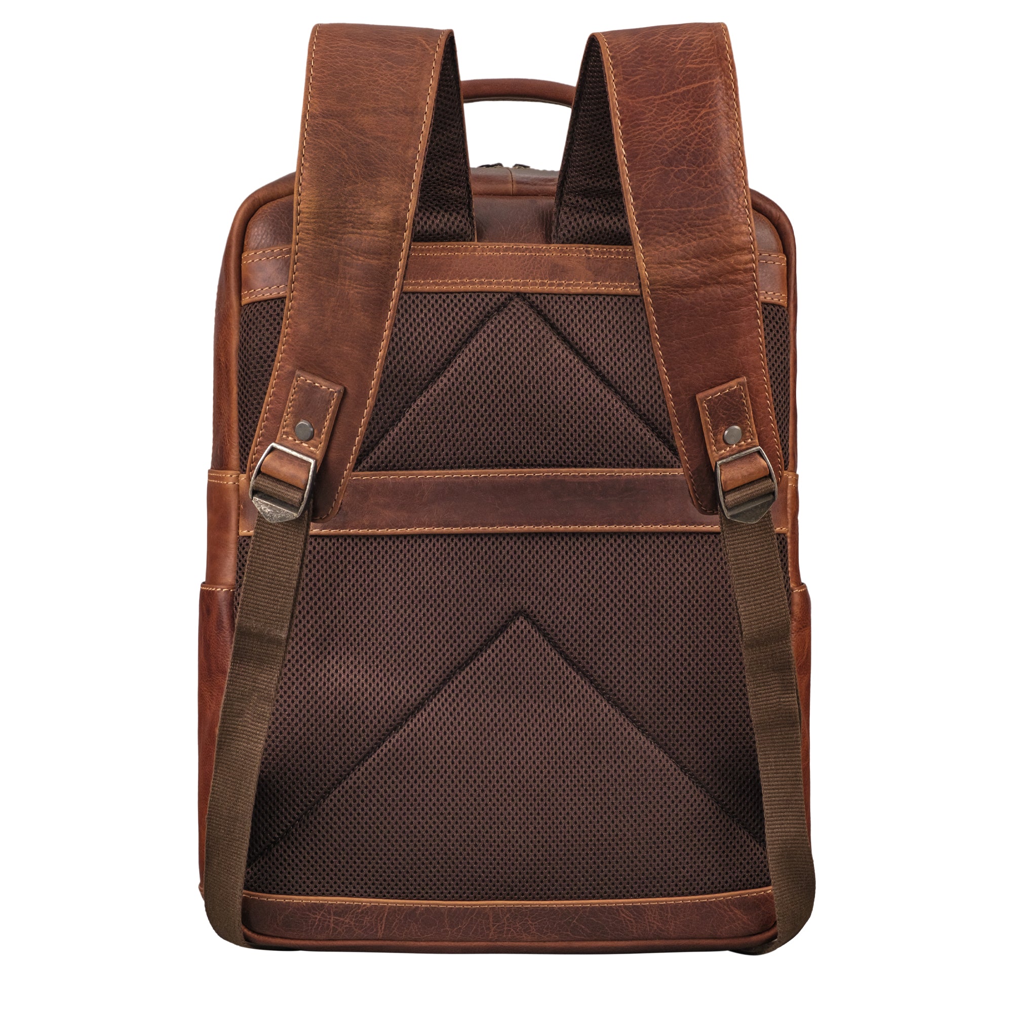 Vintage Lederrucksack cognac mit Trolley-Halterung