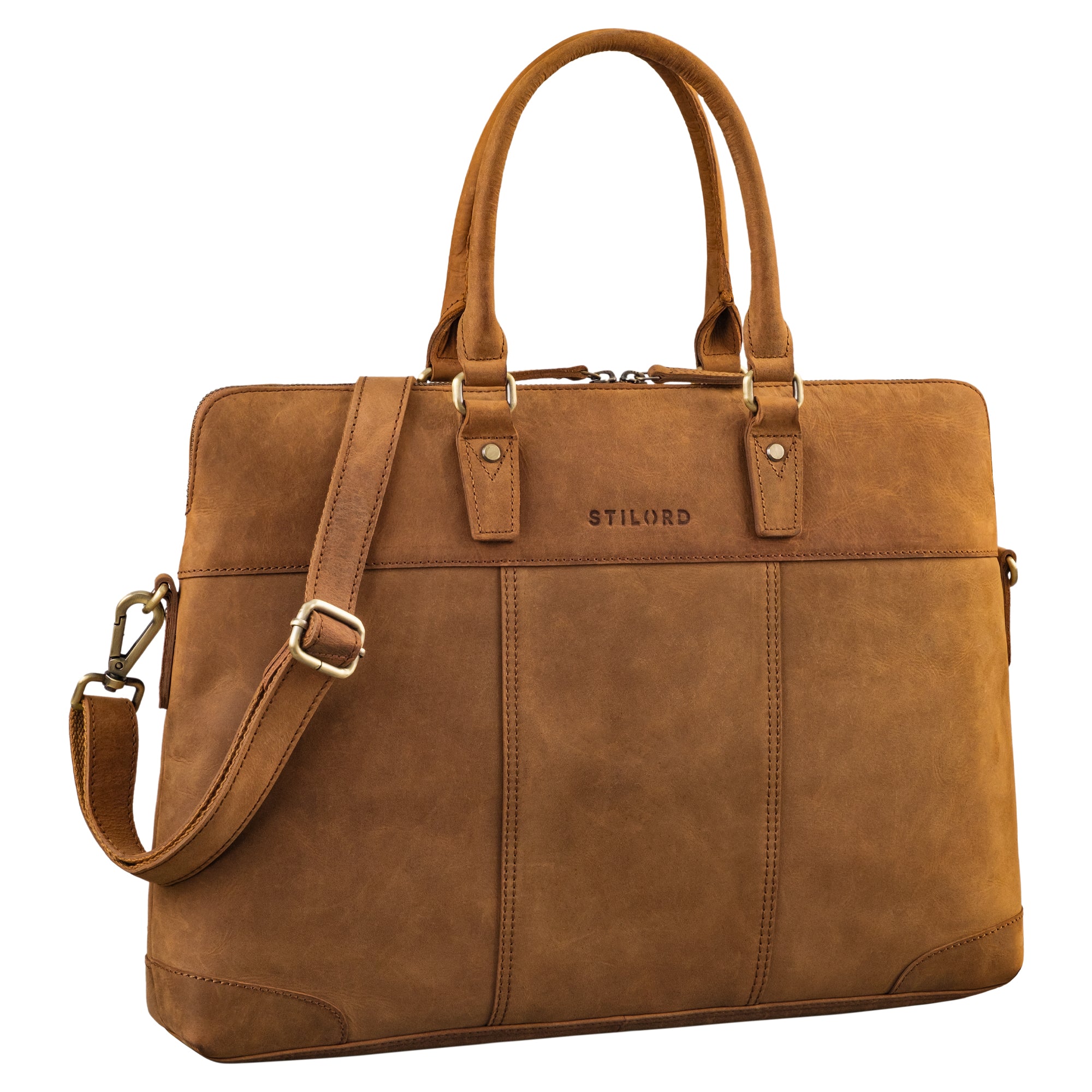 Echtleder Laptoptasche 15.6 Zoll für Damen groß dunkelbraun 