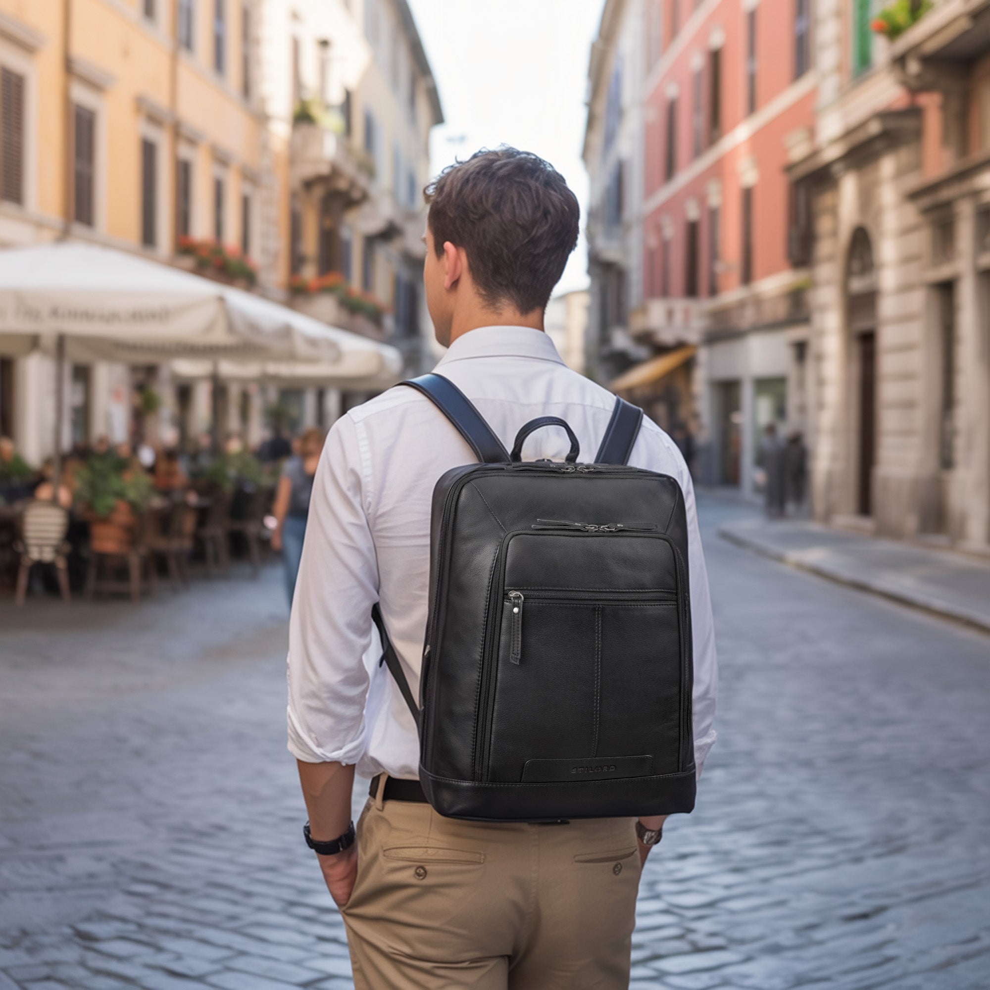 echtleder laptoprucksack herren 15,6 Zoll