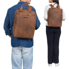 Laptoprucksack Leder braun ideal für Herren und Damen