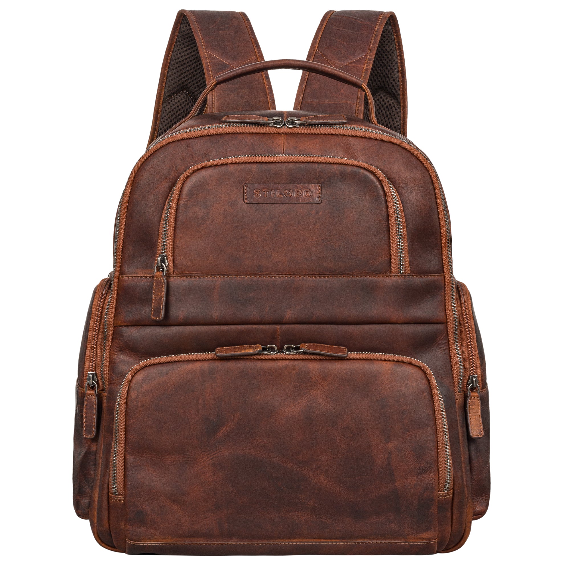 Leder Laptoprucksack Cognac Echtleder 15,6 Zoll