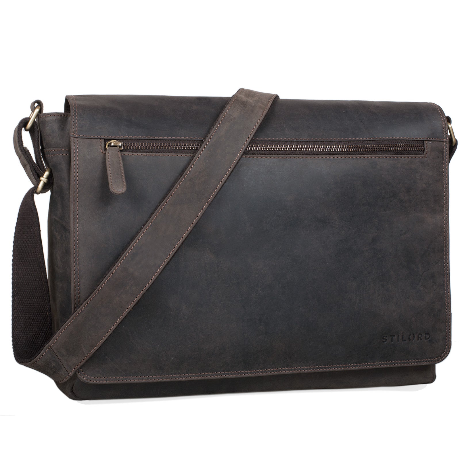  Leder Umhängetasche braun 15,6 Zoll Laptoptasche 